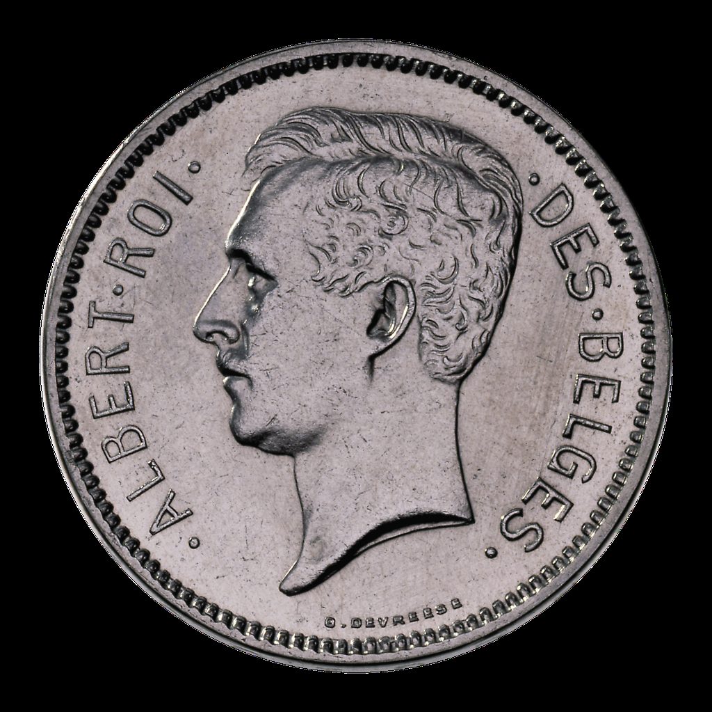 Avers de 1 franc Albert Ier (1911, Belgique), argent.