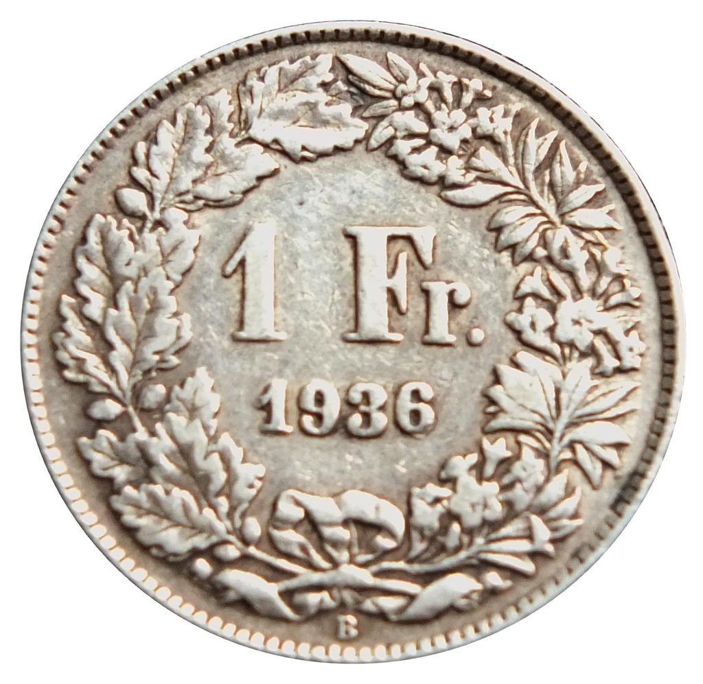 Avers de 2 francs Helvetia (1946, Suisse), argent.