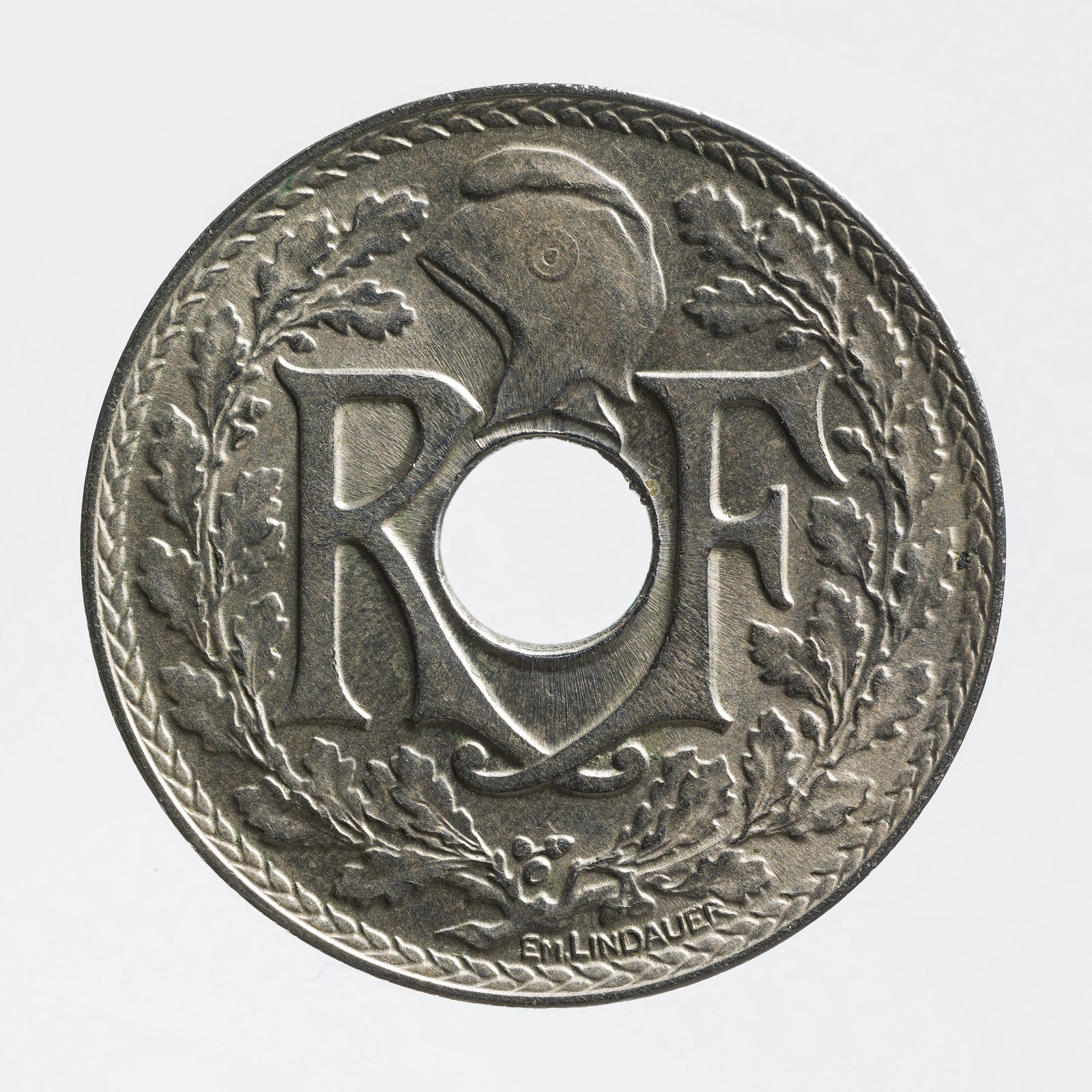 Avers de 25 centimes Lindauer (1920, France), maillechort.