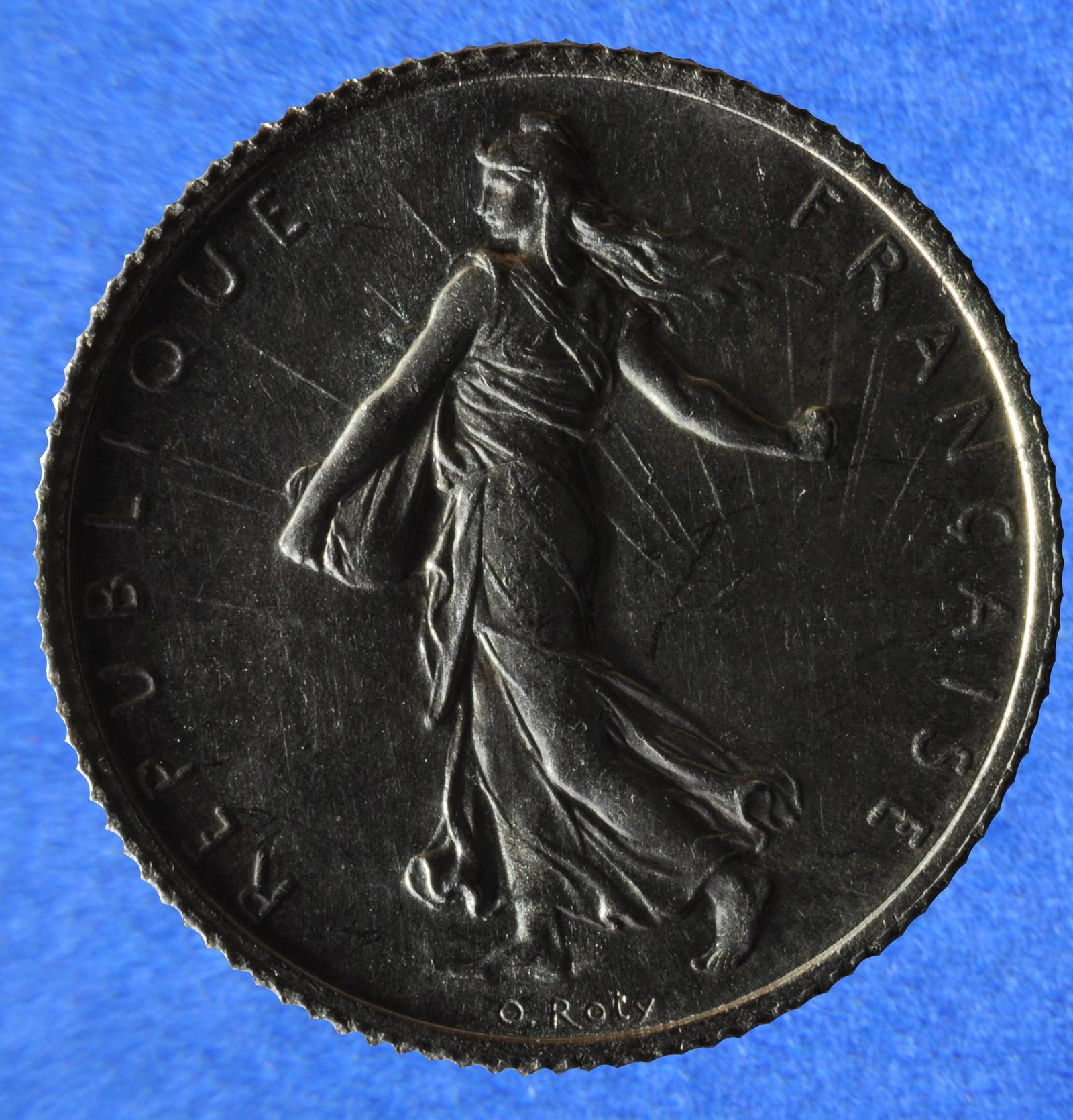 Avers de 2 francs Semeuse (1916, France), argent.