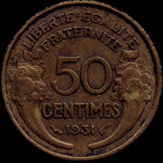 Avers de 50 centimes Morlon (1939, France), bronze-aluminium.