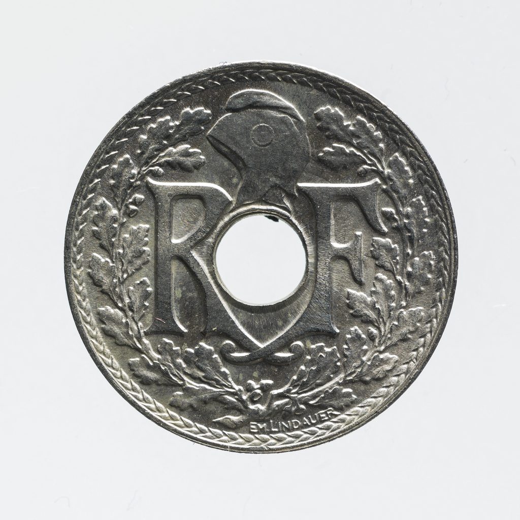 Avers de 5 centimes Lindauer (1930, France), maillechort.