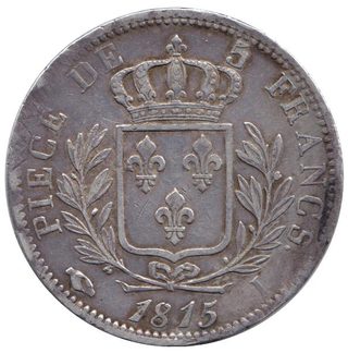 Avers de 5 francs Louis XVIII (1817, France), argent.