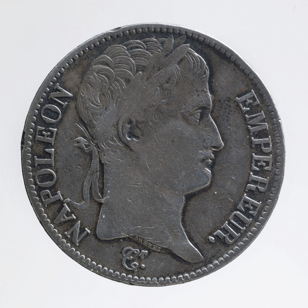 Avers de 5 francs Napoléon Ier (1811, France), argent.