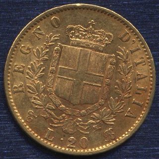 Avers de 2 lire Victor-Emmanuel II (1863, Italie), argent.