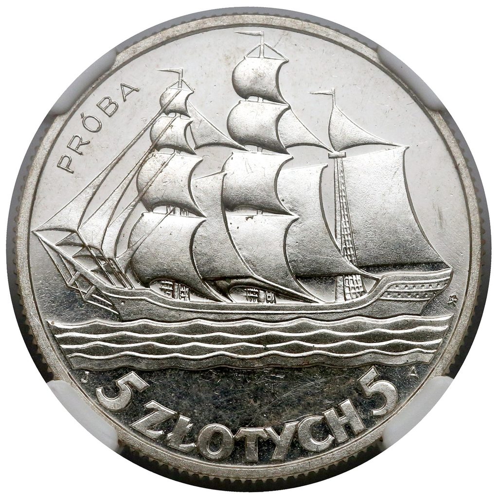 Avers de 5 złotych Pologne (1936, Pologne), argent.