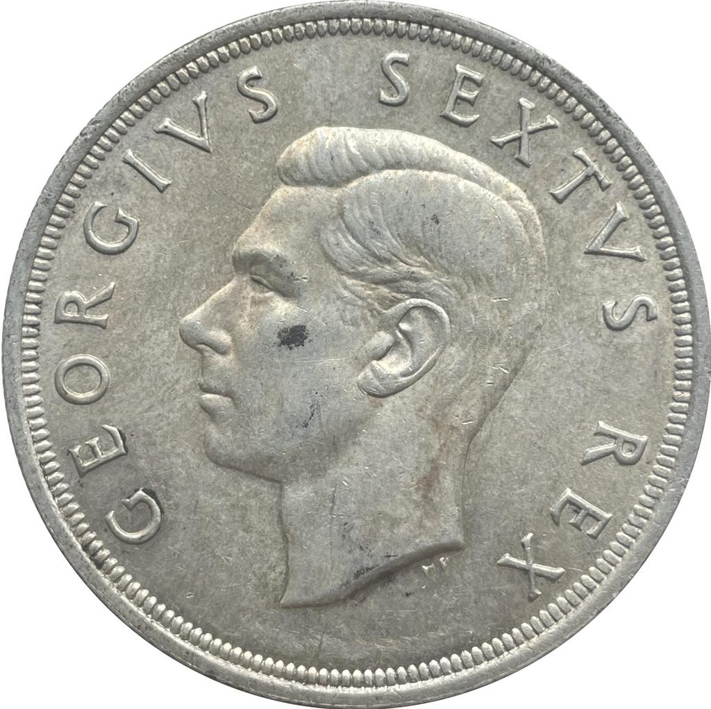 Avers de 5 shillings Afrique du Sud (1952, Afrique du Sud), argent.